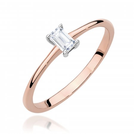 Harf Pierścionek z różowego złota próby 585 z diamentem 0,15 ct B1184-PI-AUR-DIW-02-BA