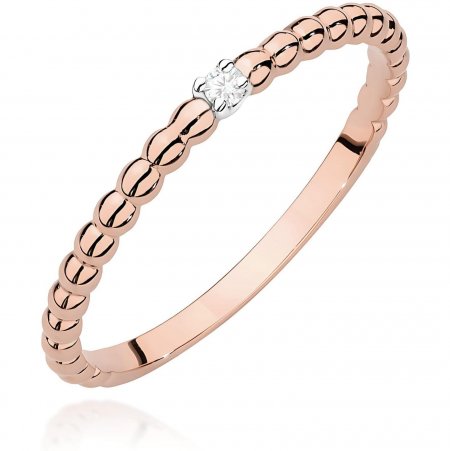 Harf Pierścionek z różowego złota z diamentem, próba 585 B1202-PI-AUR-DIW-02-OK