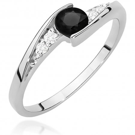 Harf Pierścionek z czarnym diamentem, białe złoto, próba 375 B1236-PI-00-DIB-02-OK