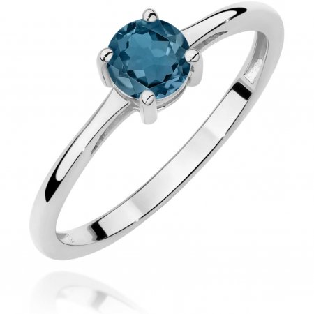 Harf Złoty pierścionek z dużym topazem London Blue 0,50 ct z białego złota B1312-PI-AUB-TOL-02-OK