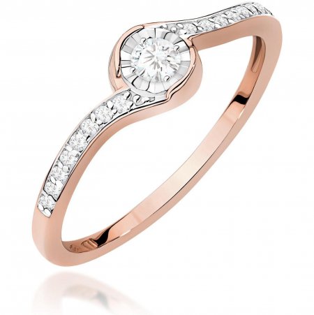 Harf Pierścionek z różowego złota próby 585 z diamentem 0,08 ct B1316-PI-AUR-DIW-02-OK