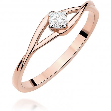 Harf Pierścionek z różowego złota próby 585 z diamentem 0,10 ct B1338-PI-AUR-DIW-02-00