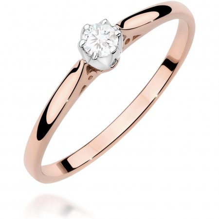 Harf Pierścionek z różowego złota próby 585 z diamentem 0,10 ct B1344-PI-AUR-DIW-02-OK