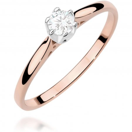 Harf Pierścionek z różowego złota z diamentem 0,18 ct, próba 585 B1344-PI-AUR-DIW-04-OK