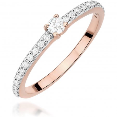 Harf Pierścionek z różowego złota próby 585 z diamentami B1352-PI-AUR-DIW-02-OK