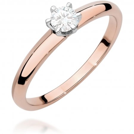 Harf Pierścionek z różowego złota próby 585 z diamentem 0,25 ct B1358-PI-AUR-DIW-02-OK