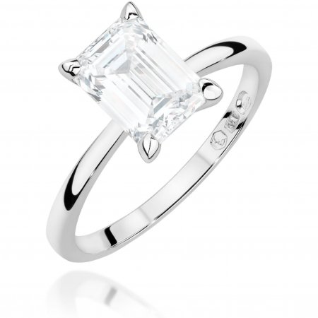 Harf Pierścionek zaręczynowy z diamentem laboratoryjnym Emerald Illume z białego złota B1382-PI-AUB-LDW-02-ON