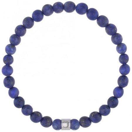 Manoki Męska bransoletka niebieskie matowe kulki lapis lazuli z charmsem BA1309SN
