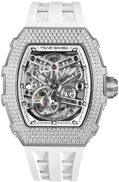 Tsar Bomba Elemental Cubic Zirconia Automatic Silver White TB8208D-11