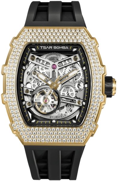 Tsar Bomba Elemental Cubic Zirconia Automatic Gold Black TB8208D-13