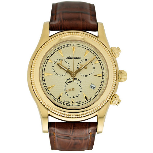 Szwajcarski chronograf w złotej powłoce