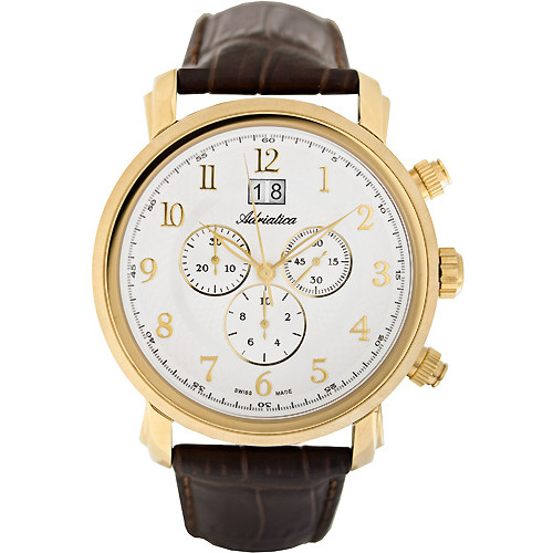 Szwajcarski chronograf w złoconej kopercie