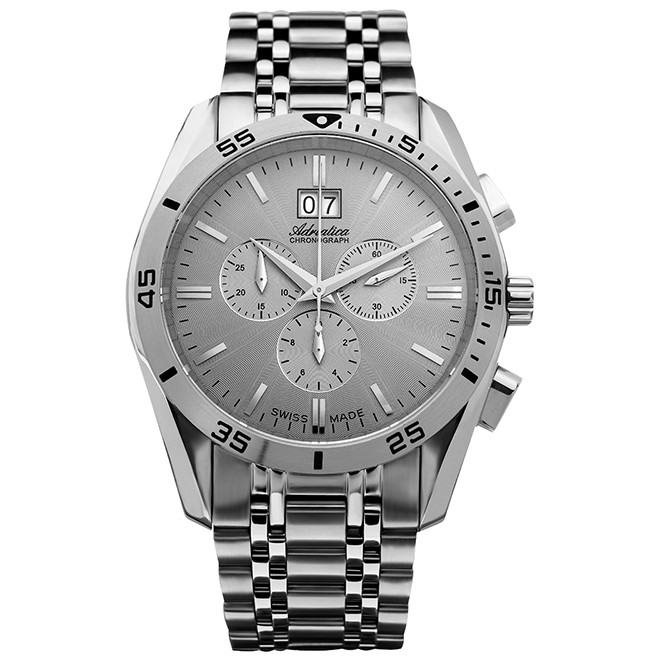 Stalowy chronograf ze szwajcarskim mechanizmem