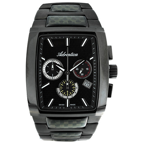 Szwajcarski chronograf w czarnej stali