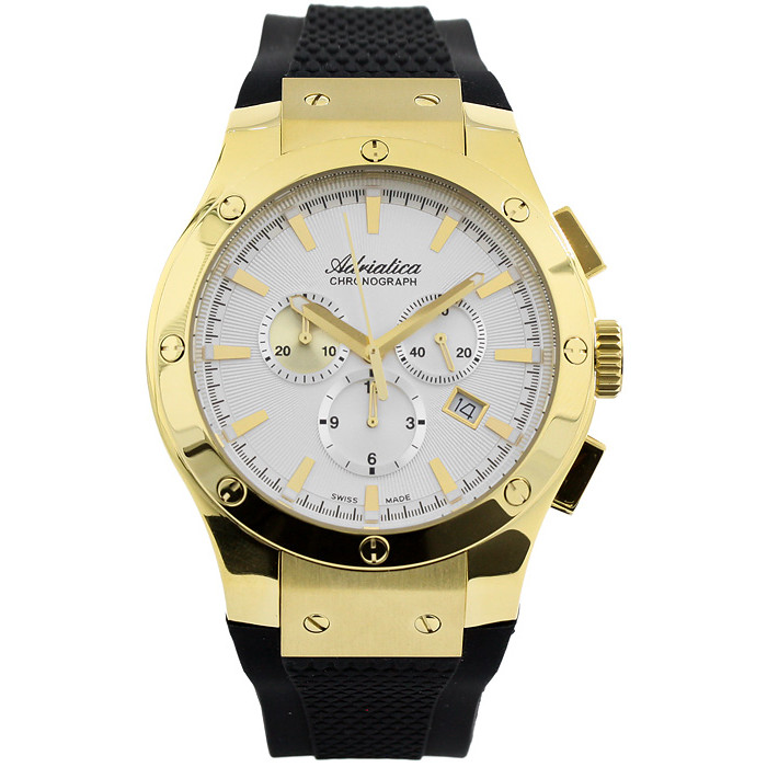 Szwajcarski chronograf w złotej powłoce
