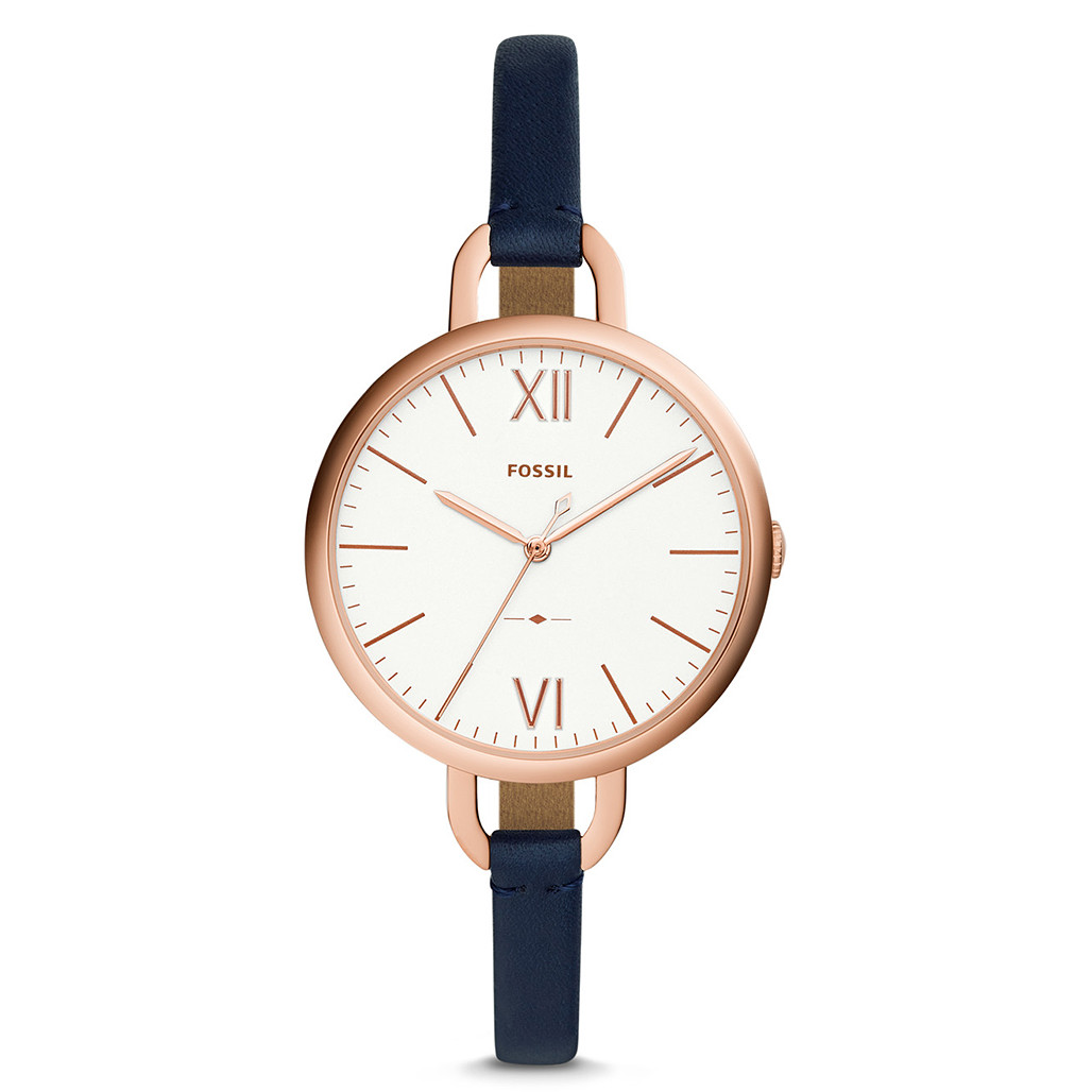 Biała tarcza i granatowy pasek w kopercie 36 mm