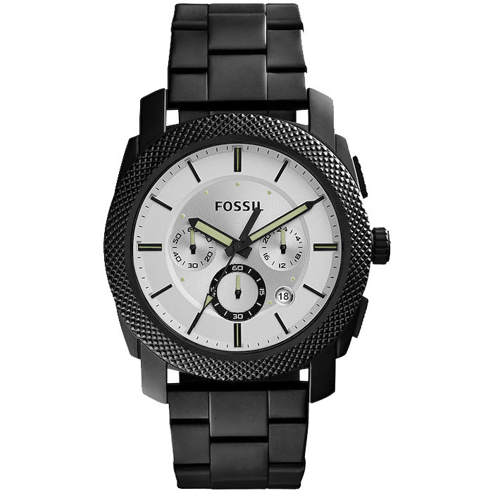 Czarna stal i karbowany pierścień w amerykańskim chronografie