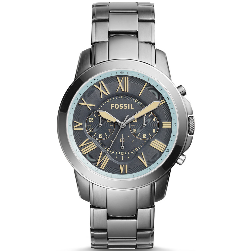 Szara tarcza, złote cyfry rzymskie i miętowy pierścień