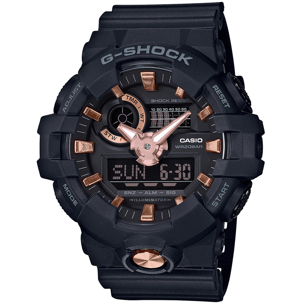 Opis zegarka Casio GA-710B-1A4ER NO COMPLY BLACK AND GOLD