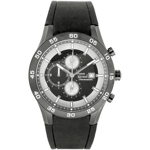 Czarny chronograf na kauczukowym pasku