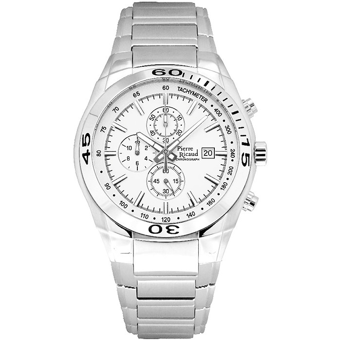 Chronograf z tachymetrem w stalowej kopercie