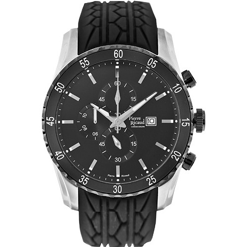 Czarny chronograf na kauczuku