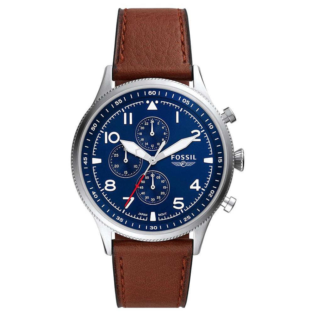 Granatowa tarcza chronografu w stalowej kopercie