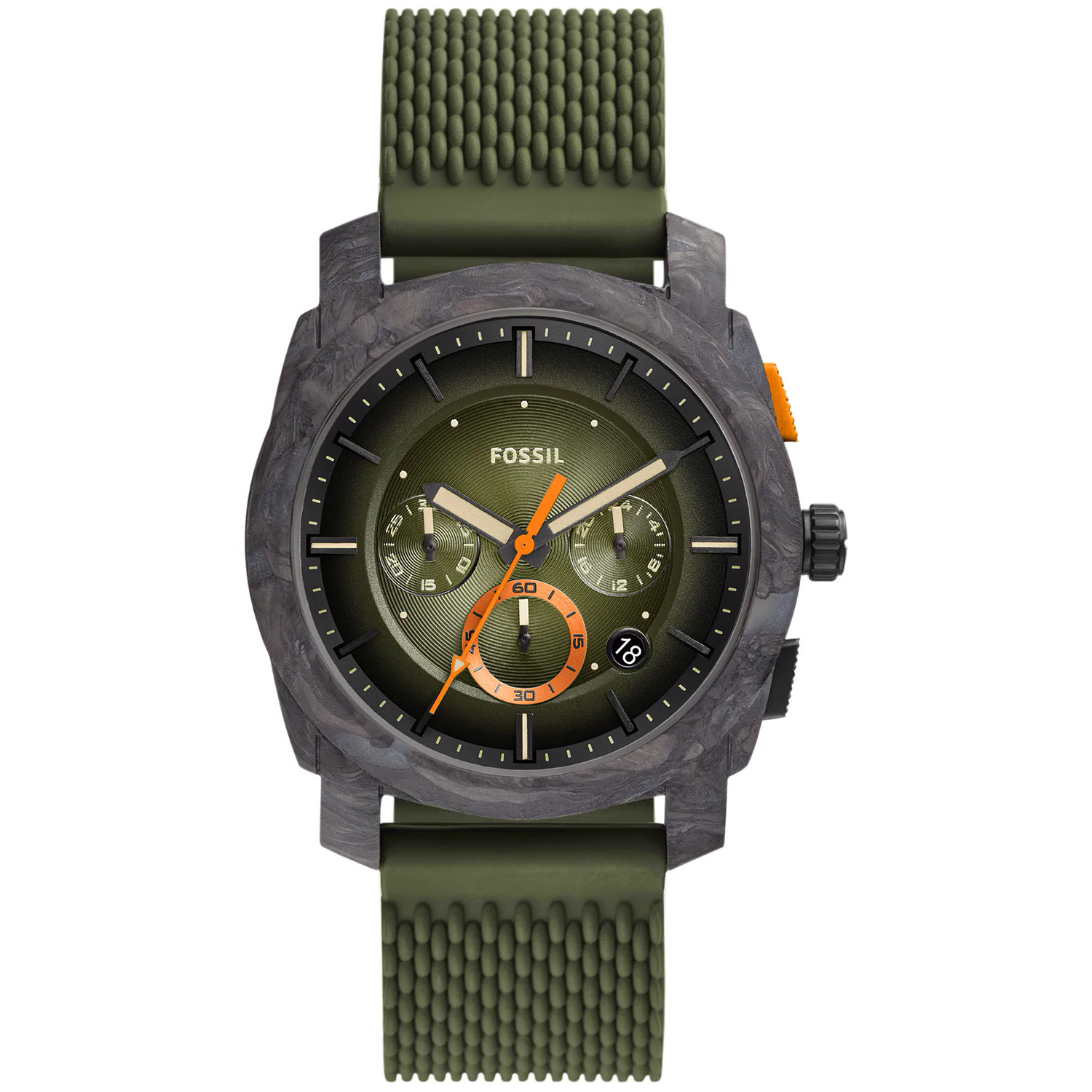 Chronograf w carbonowej kopercie i zieleni khaki