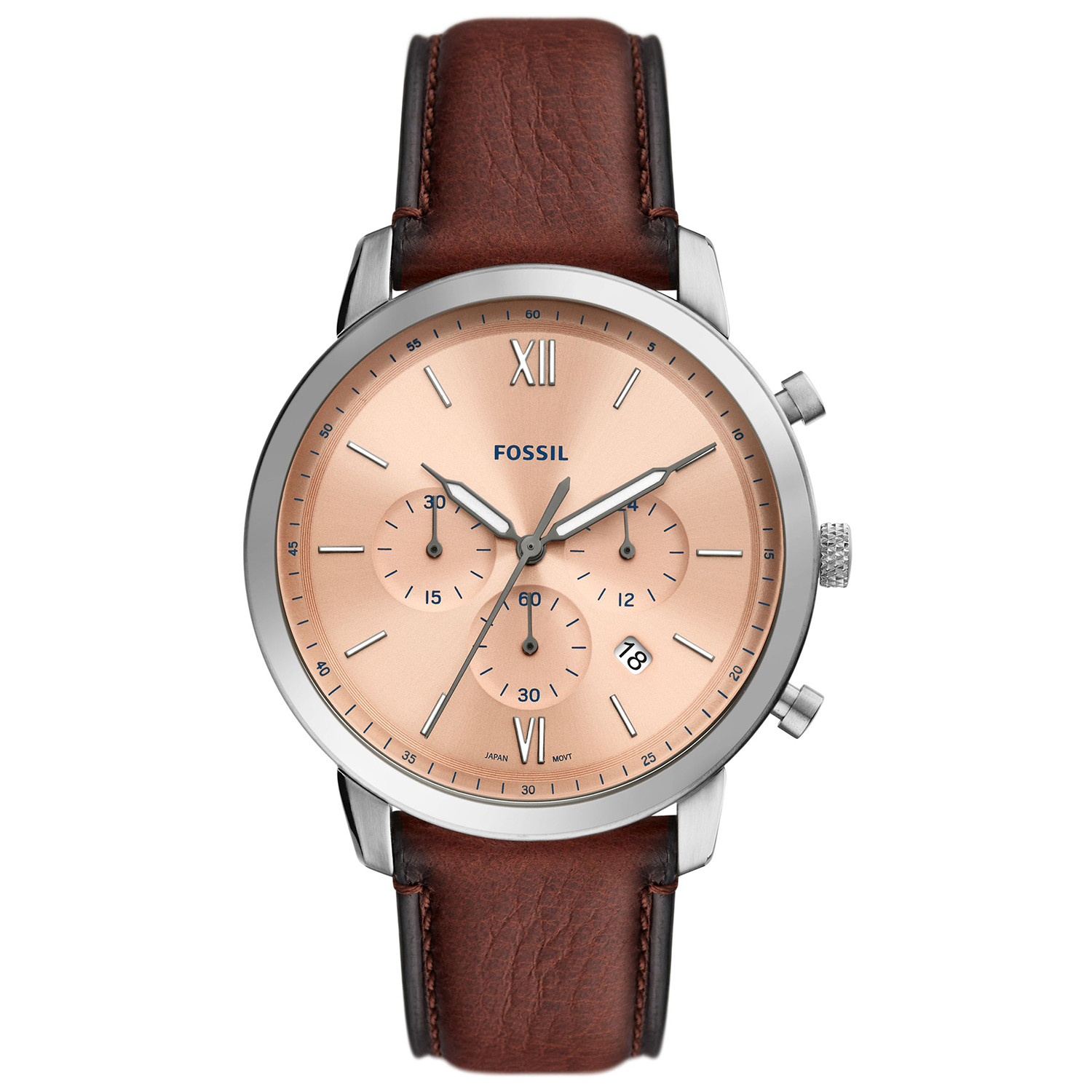 Łososiowa tarcza i chronograf w kopercie 44 mm