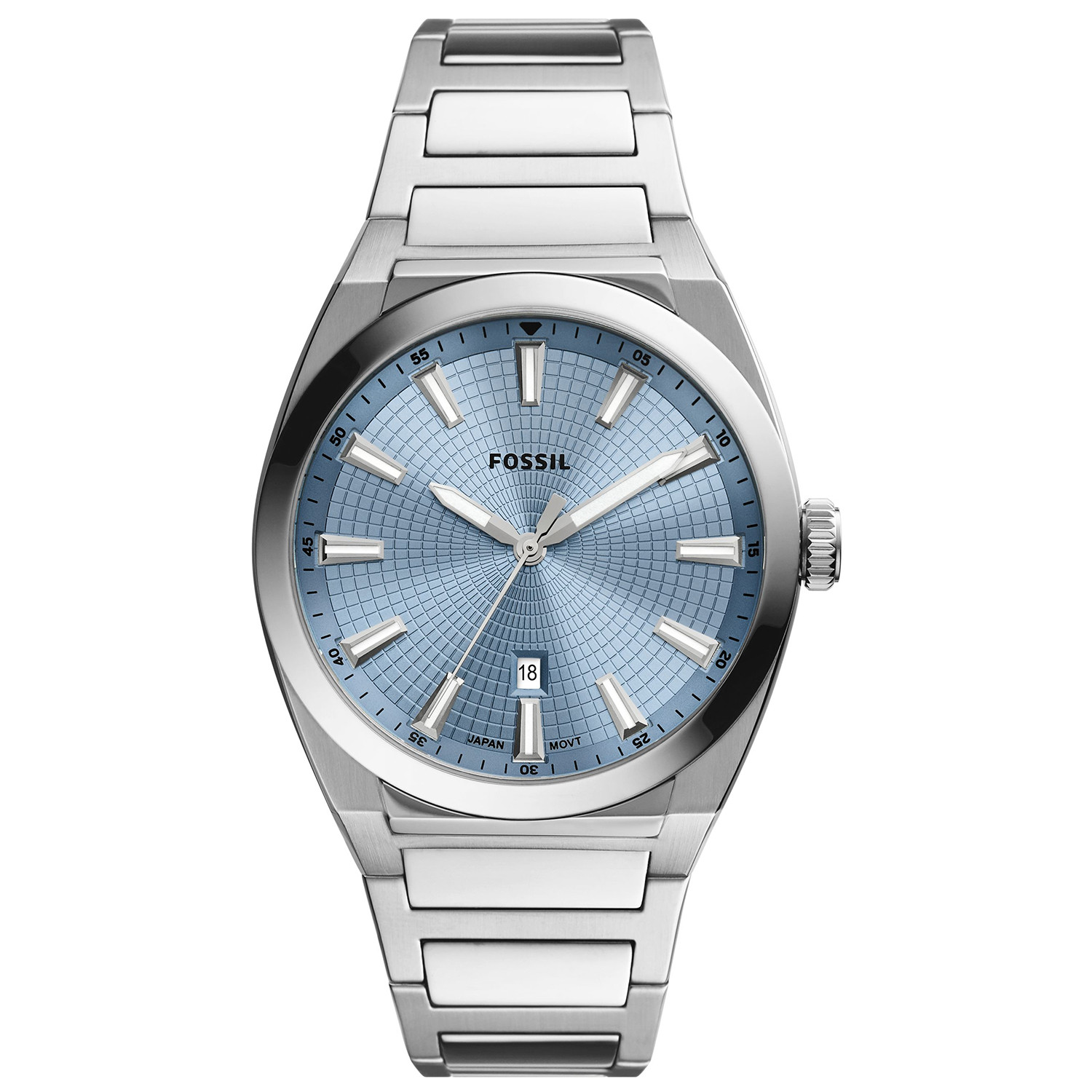 Jasnobłękitna tarcza w stalowej kopercie 42 mm