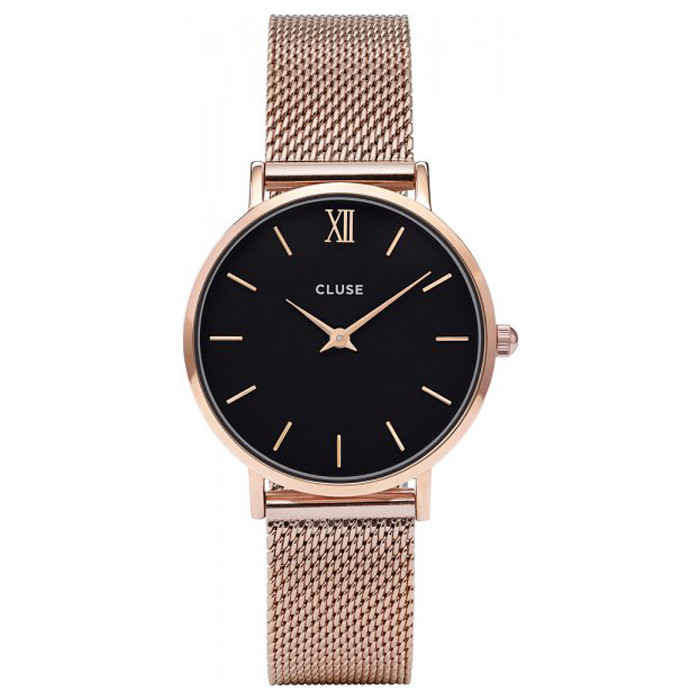 Opis zegarka Cluse CLA004 Mesh Gift Box Rose Gold Black + Black Strap