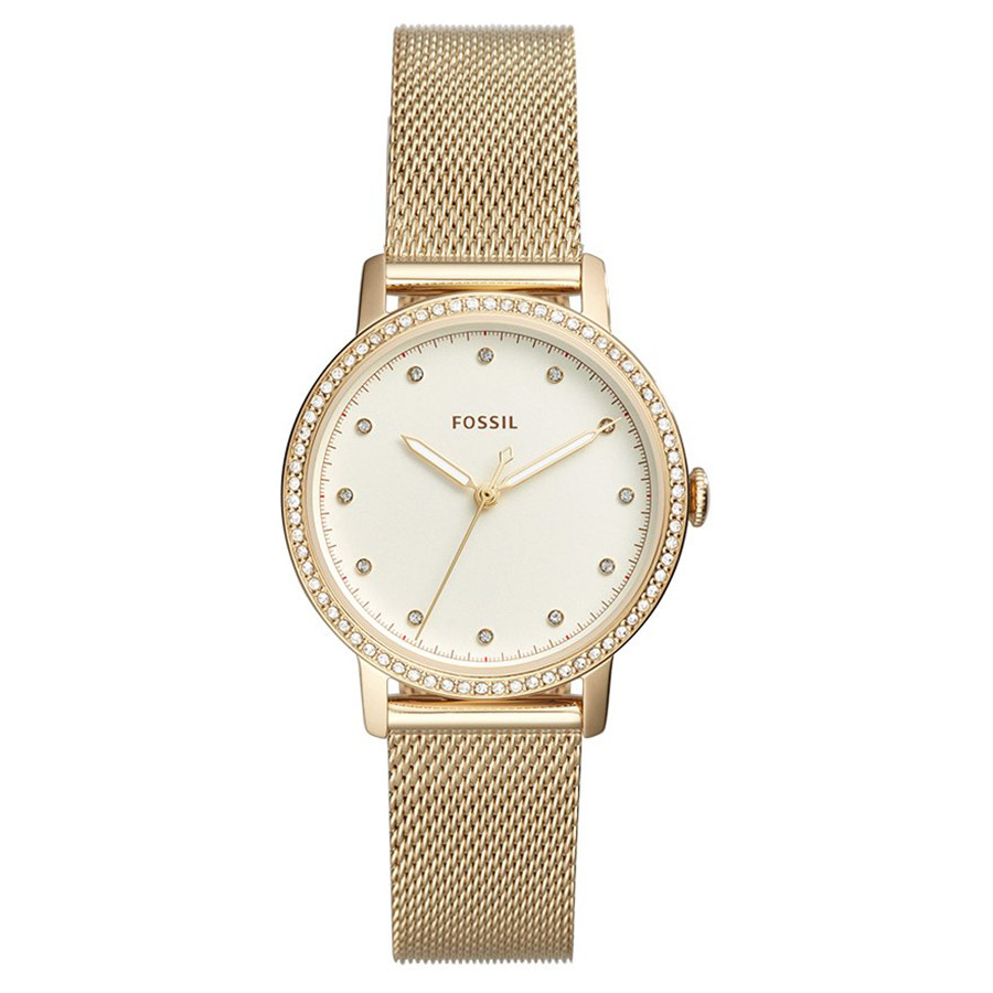 Kremowa tarcza i bezel z cyrkoniami