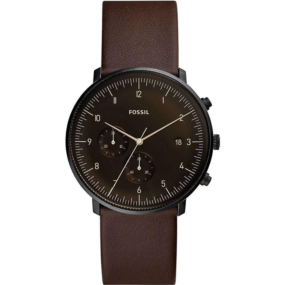 Czarna koperta i brązowa skóra w chronografie na co dzień