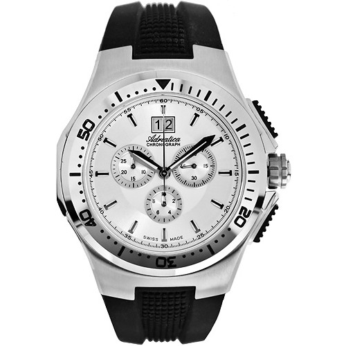 Szwajcarski chronograf w stalowej kopercie