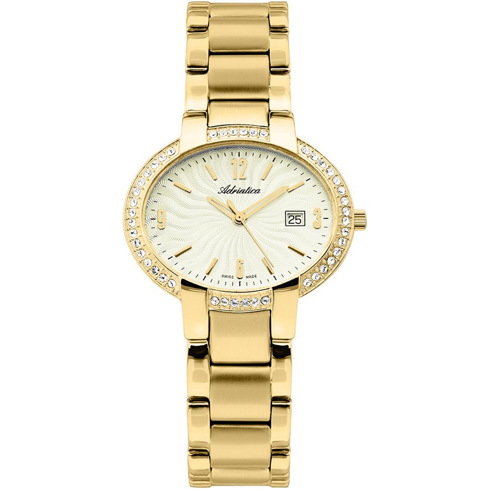 Cyrkonie na bezelu i szwajcarski kwarc w owalnej kopercie