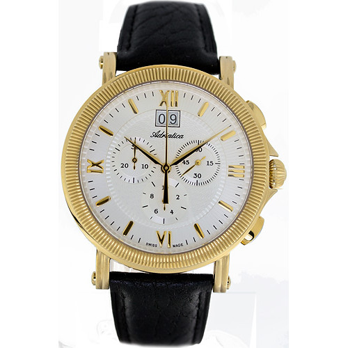 Złocisty chronograf ze szwajcarskim mechanizmem