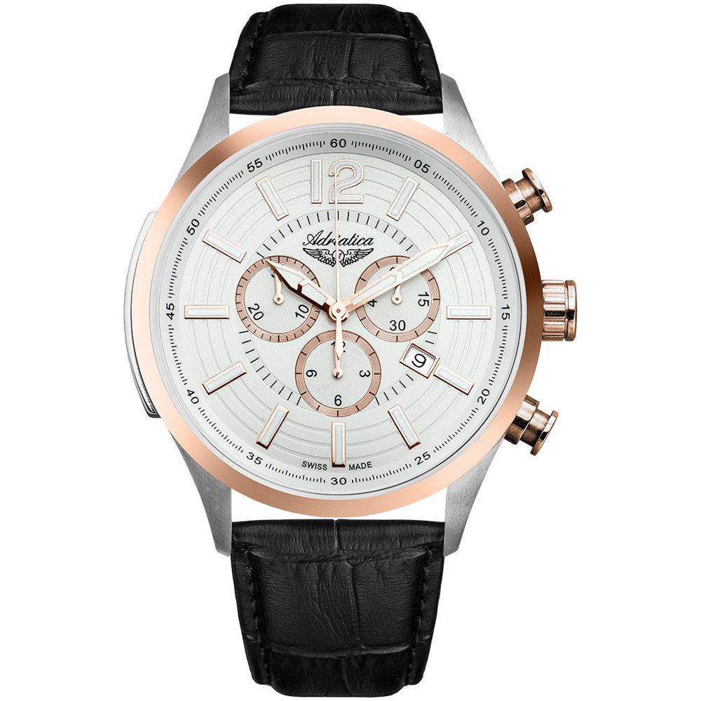 Szwajcarski chronograf w dwubarwnej kopercie