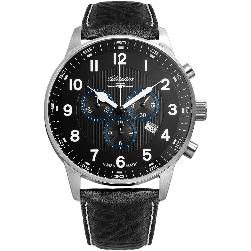 Szwajcarski chronograf na skórzanym pasku