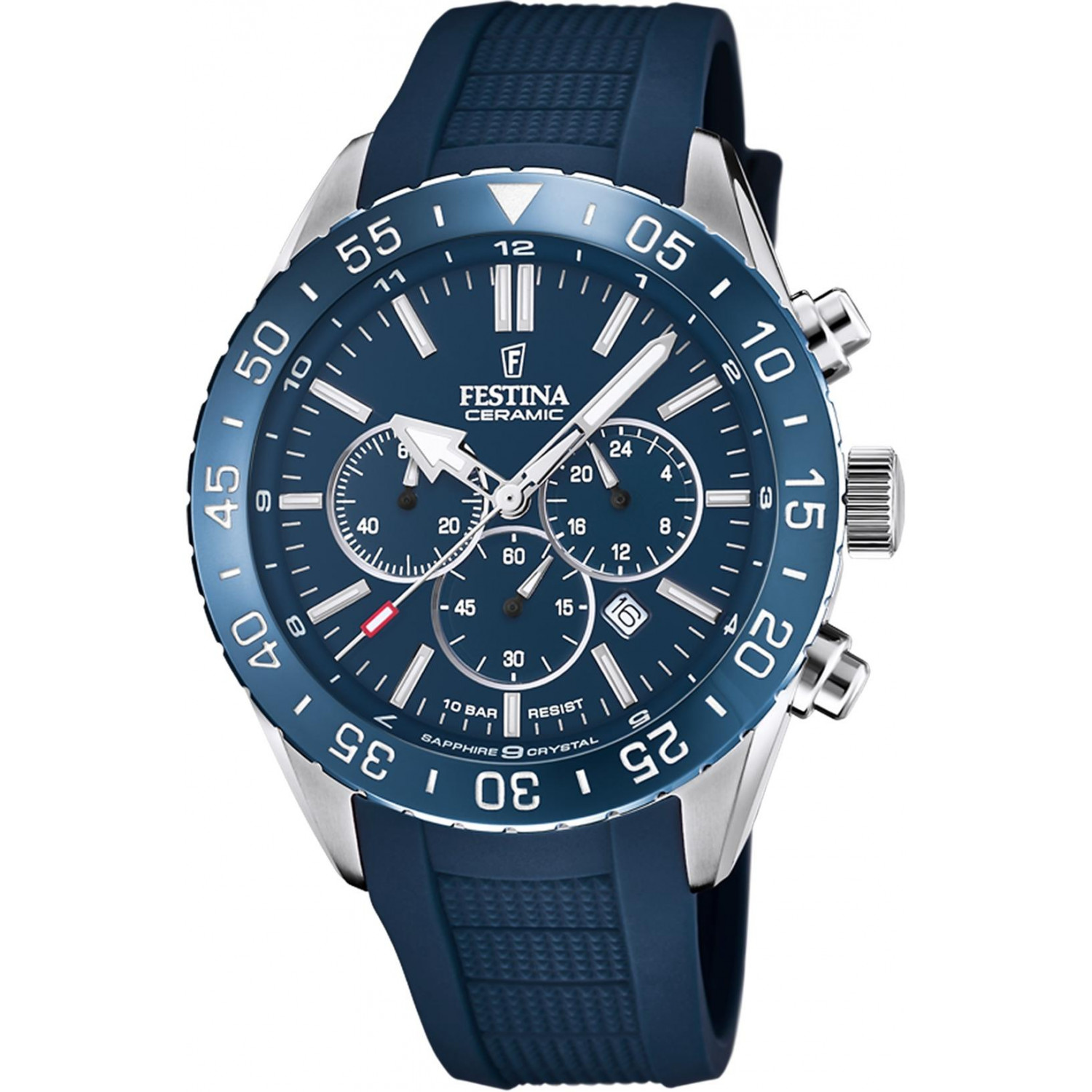 Sportowy chronograf w głębokim błękicie
