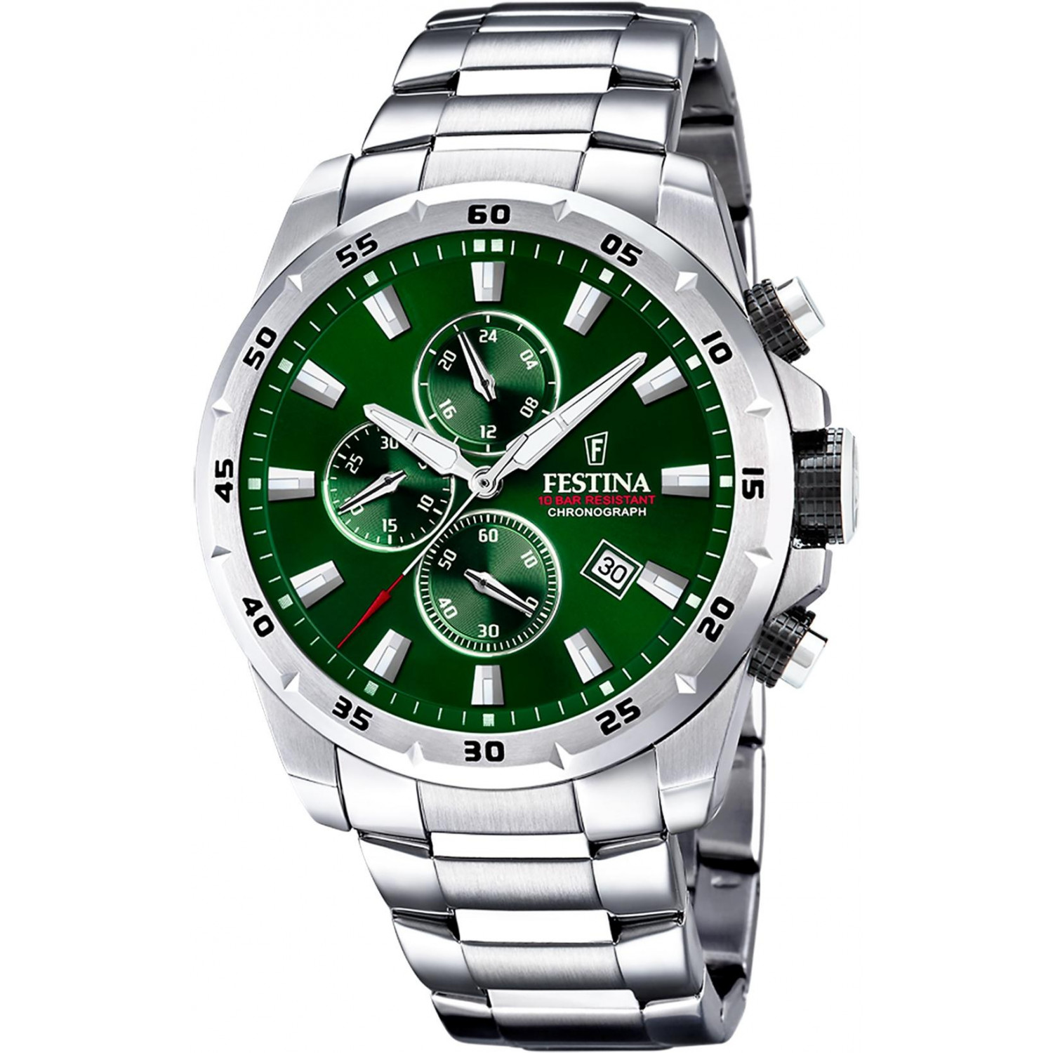 Sportowy chronograf w zielonej odsłonie