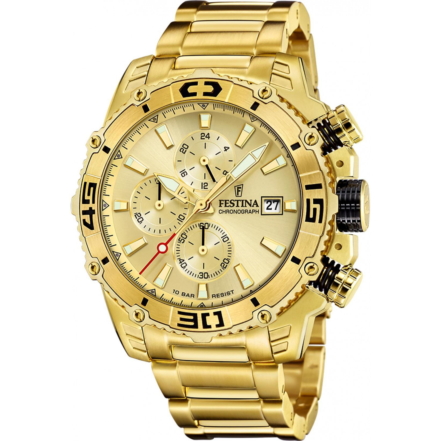 Sportowy chronograf w złotym wydaniu