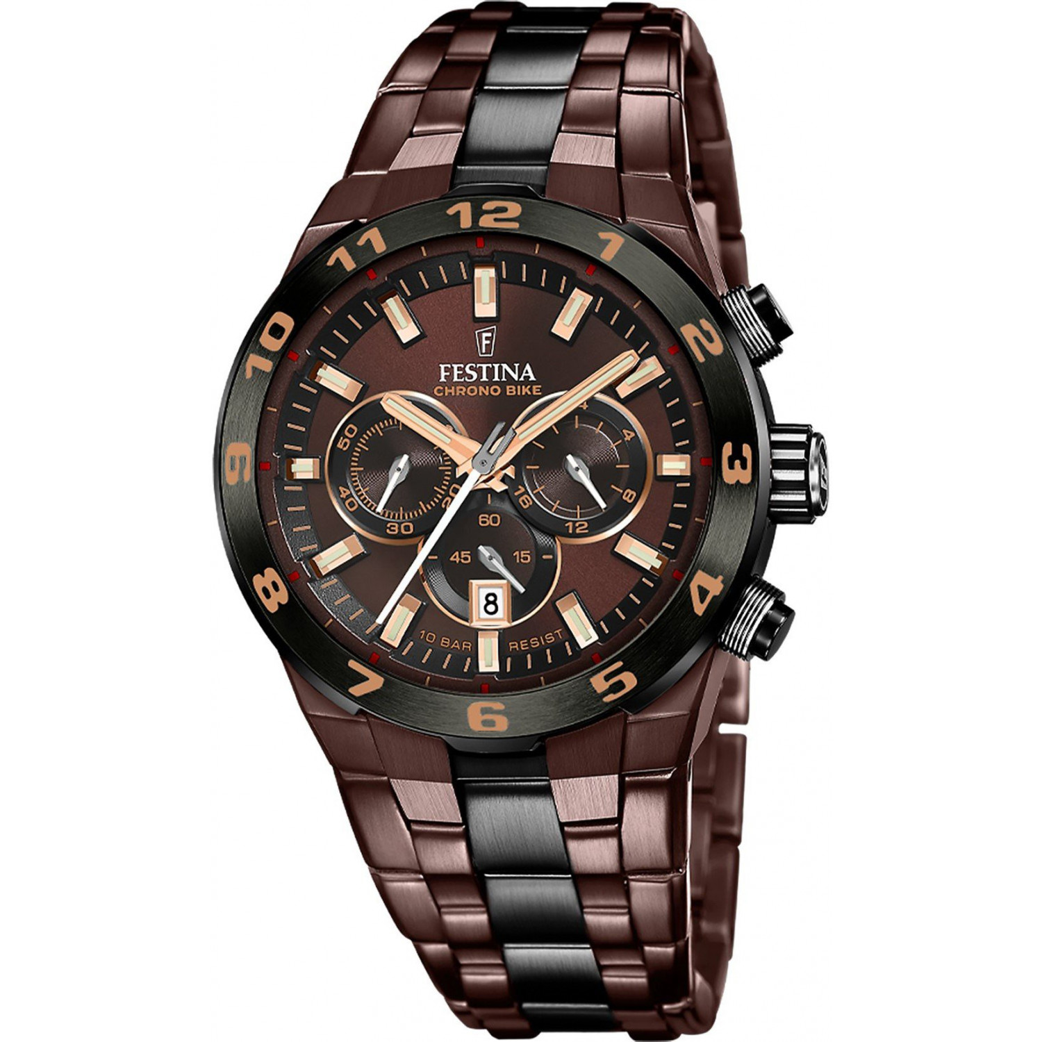Sportowy chronograf w brązowej odsłonie