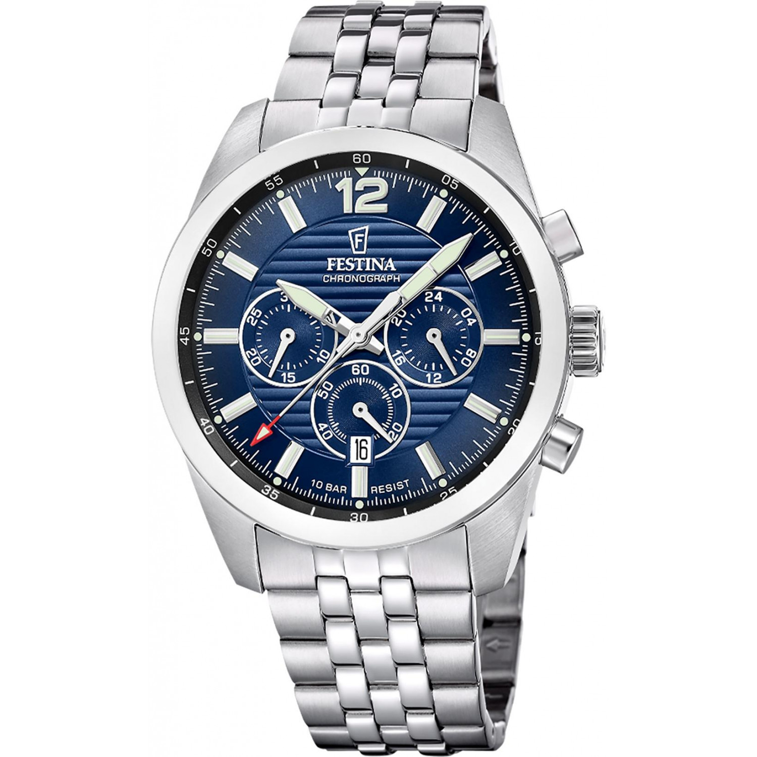 Niebieska tarcza i chronograf w sportowym wydaniu