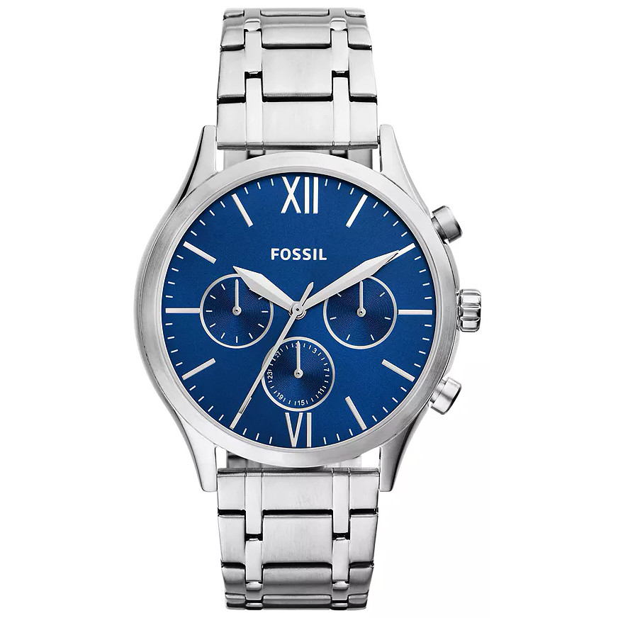Błękitna tarcza w stalowej kopercie 44 mm