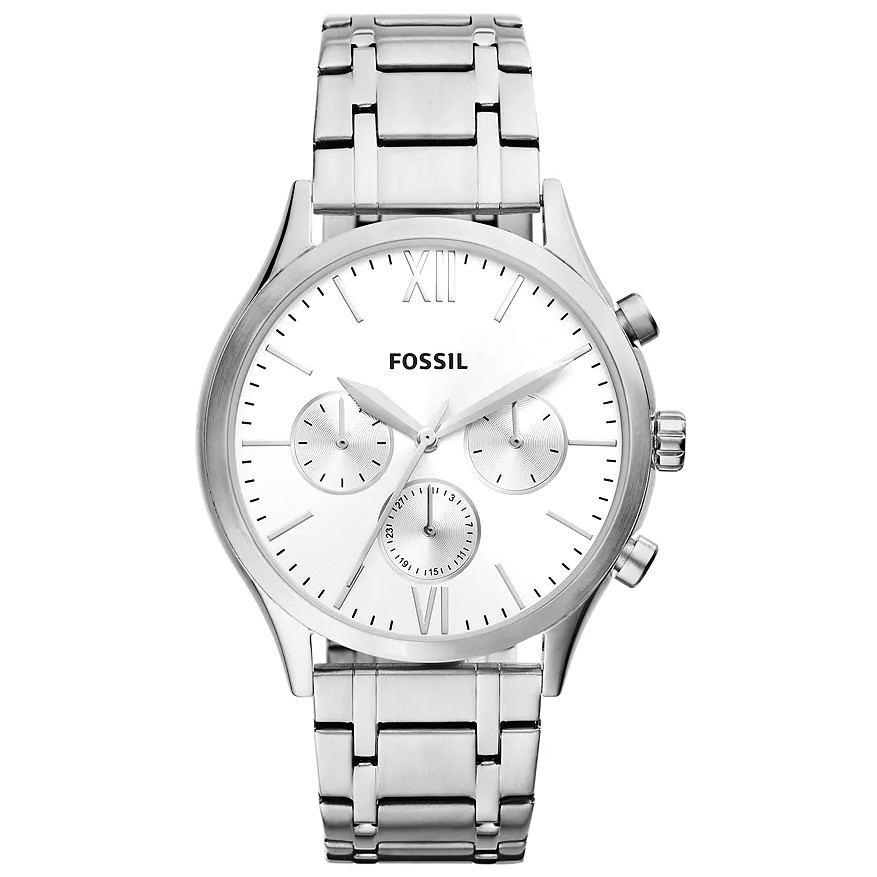 Srebrzysta tarcza i trzy subtarcze w kopercie 44 mm