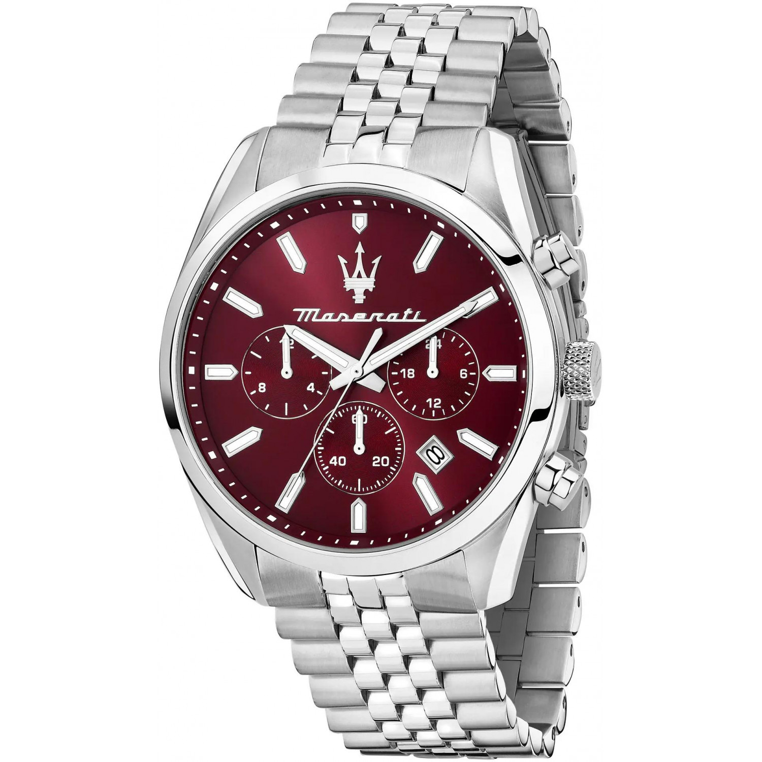 Włoski chronograf z burgundową tarczą