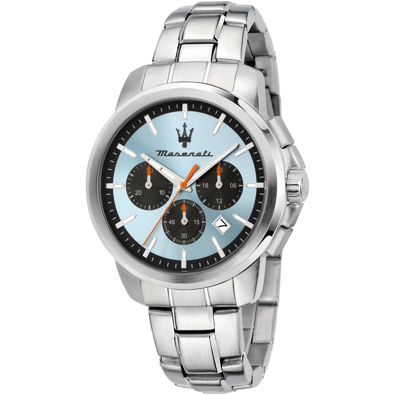 Sportowy chronograf z błękitną tarczą