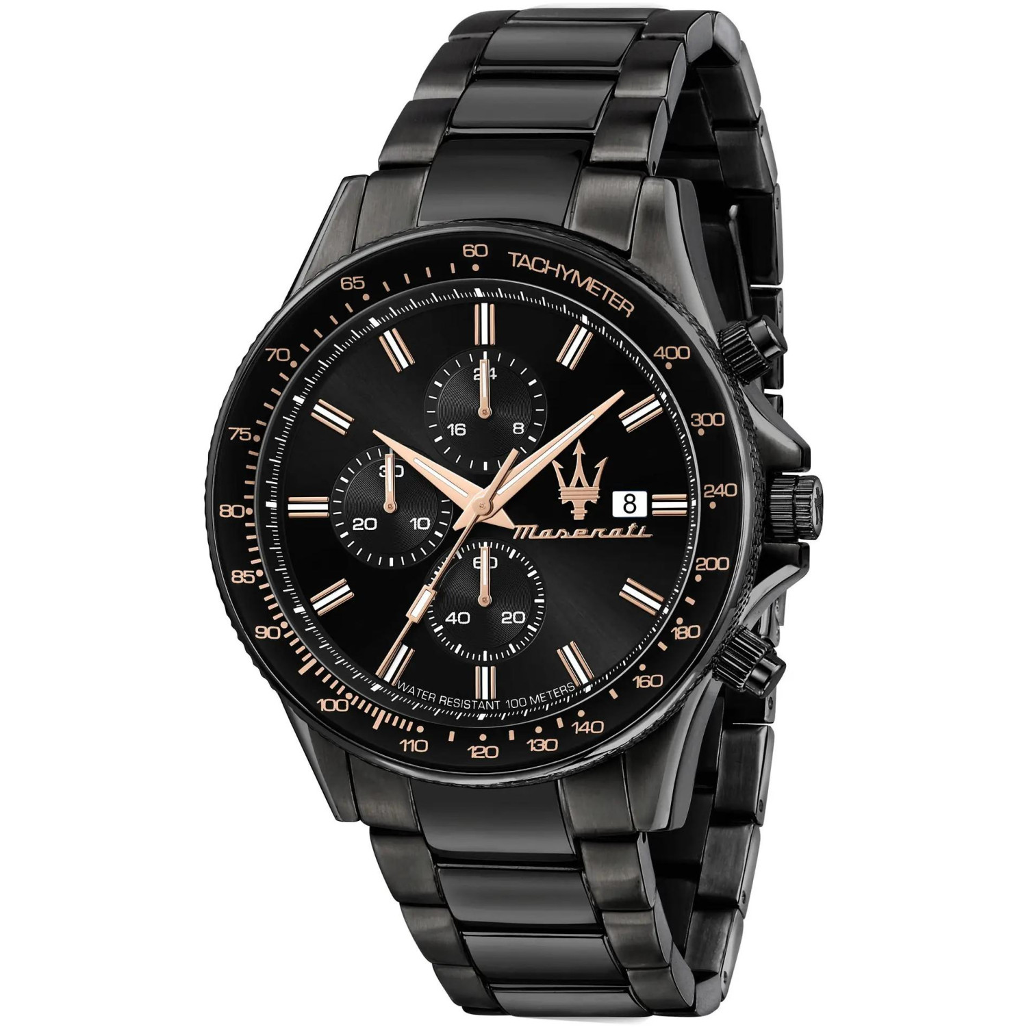 Czarny chronograf z charakterem auta sportowego