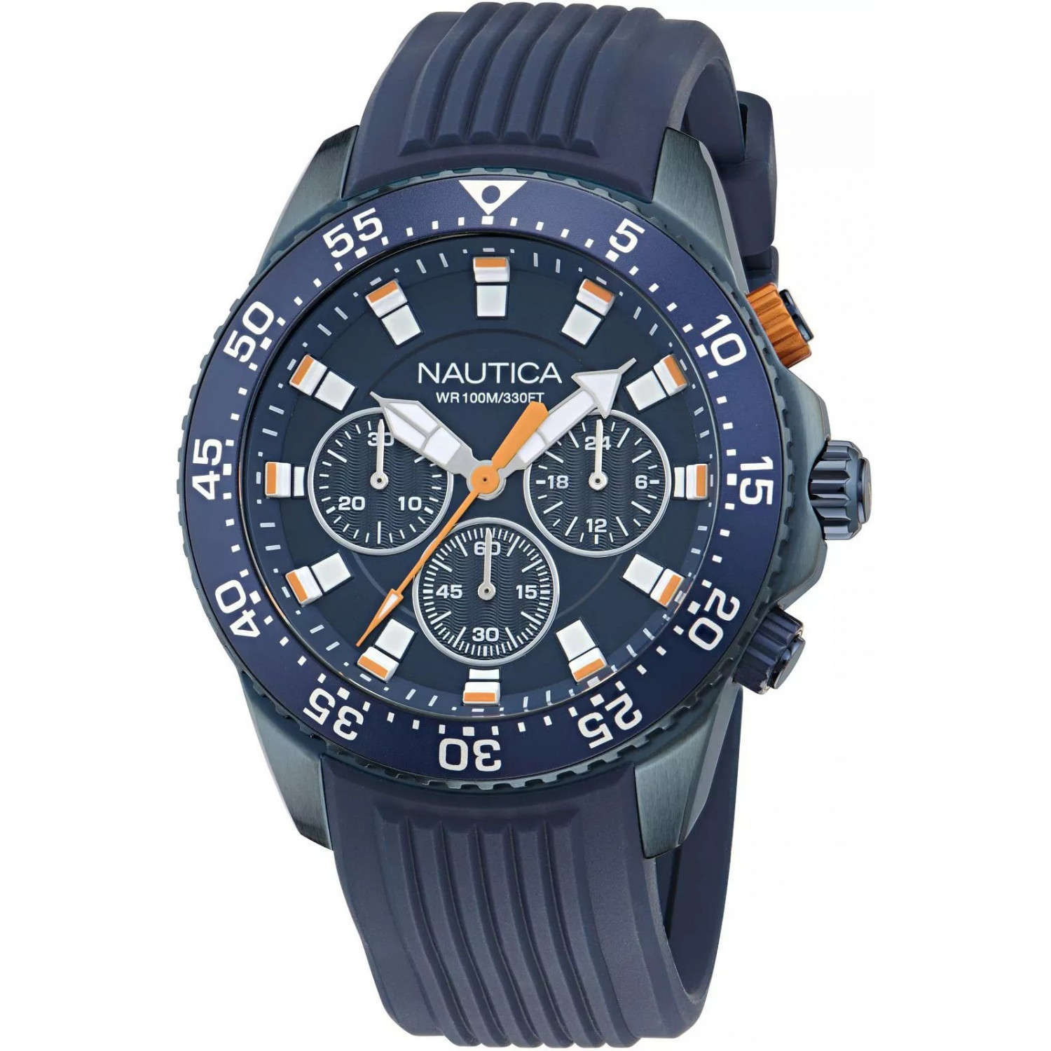 Sportowy chronograf w morskim granacie