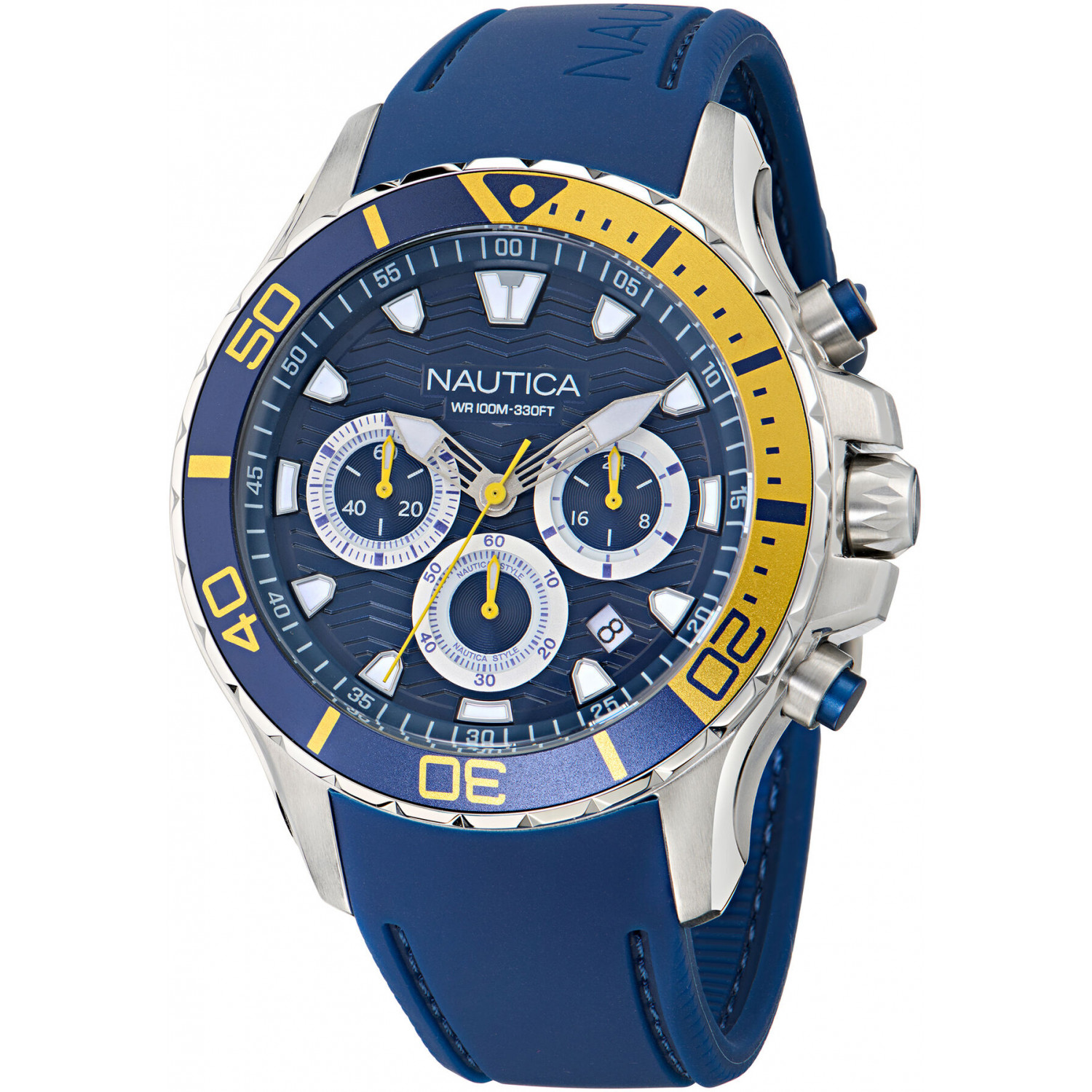 Sportowy chronograf w morskich barwach